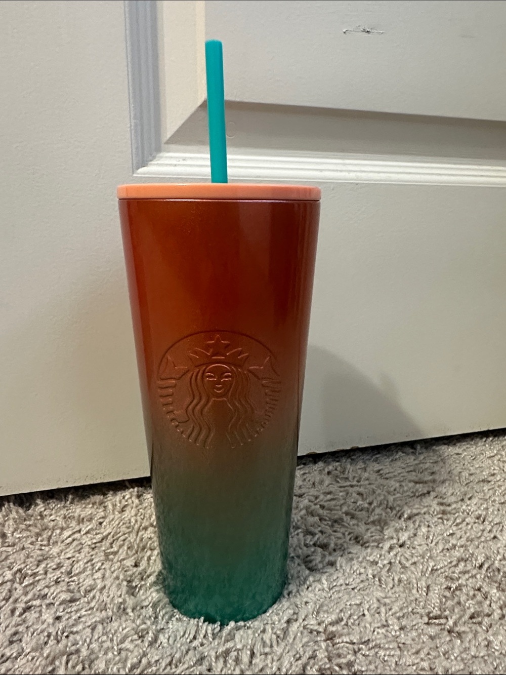 Starbucks Summer 2020 Watermelon Ombre Stainless Steel Tumbler with Teal Straw